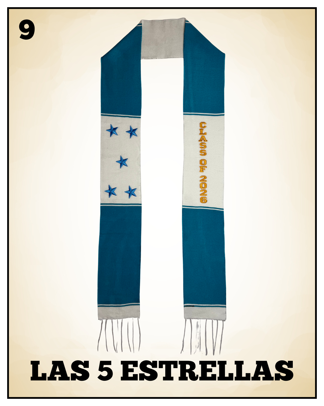 Las 5 Estrellas - 2026 Honduras Graduation Stole