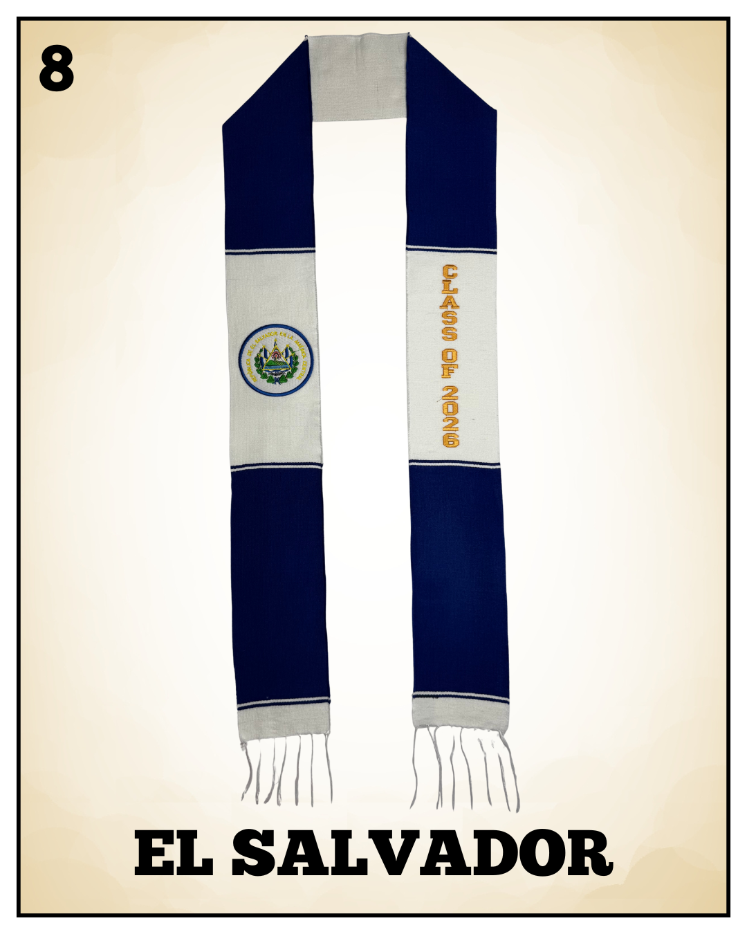 El Salvador 2026 Graduation Stole